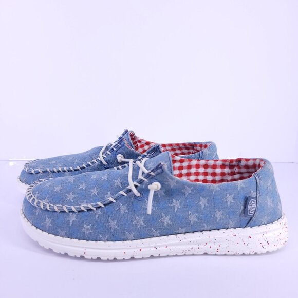 Hey Dude Wendy Arlington Women’s Size 7 Stars Blue - Red and Blue Speckle Sole - Picture 6 of 14